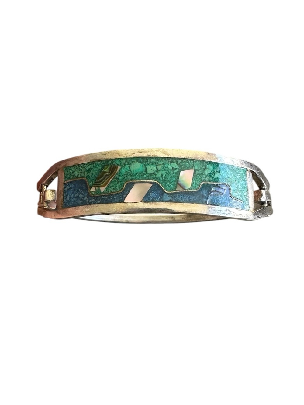Vintage Taxco Mexico Sterling Silver Child’s Bracelet with Turquoise Detail